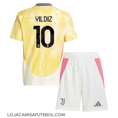 Camisa de Futebol Juventus Kenan Yildiz #10 Equipamento Secundário Infantil 2024-25 Manga Curta (+ Calças curtas)